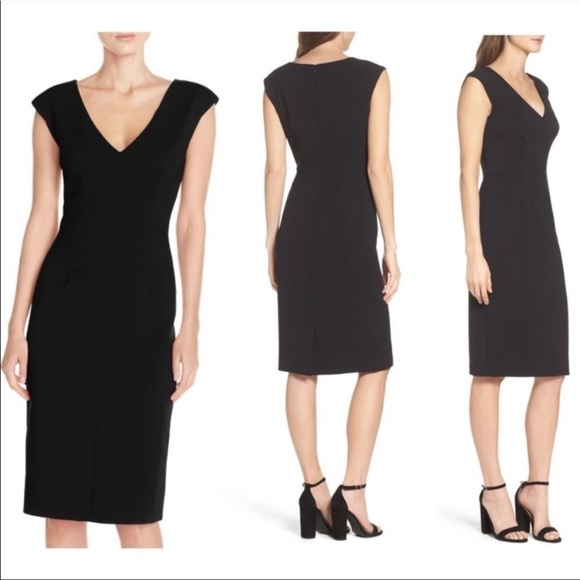 Eliza J Dresses & Skirts - Eliza J Black Sheath Crepe Midi Dress